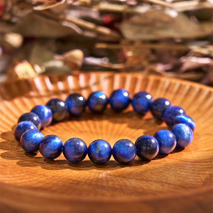 Buddha Stones Blue Tiger Eye Protection Bracelet - 0.31 in (8 mm) - image 1