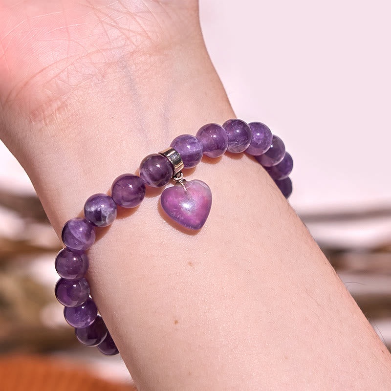 Buddha Stones Natural Quartz Love Heart Healing Beads Bracelet - image 1