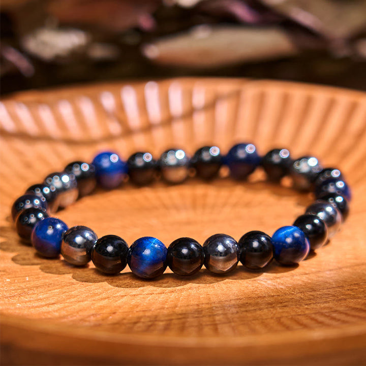 Buddha Stones Natural Tiger's Eye Obsidian Hematite Positive Powerful Bracelet - image 23