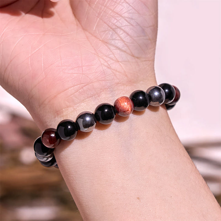 Buddha Stones Natural Tiger's Eye Obsidian Hematite Positive Powerful Bracelet - image 16