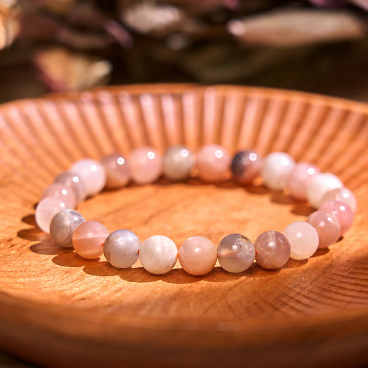 Buddha Stone Peach Moonstone Healing Bracelet - Peach Moonstone(Wrist Circumference: 14-16cm) - image 0