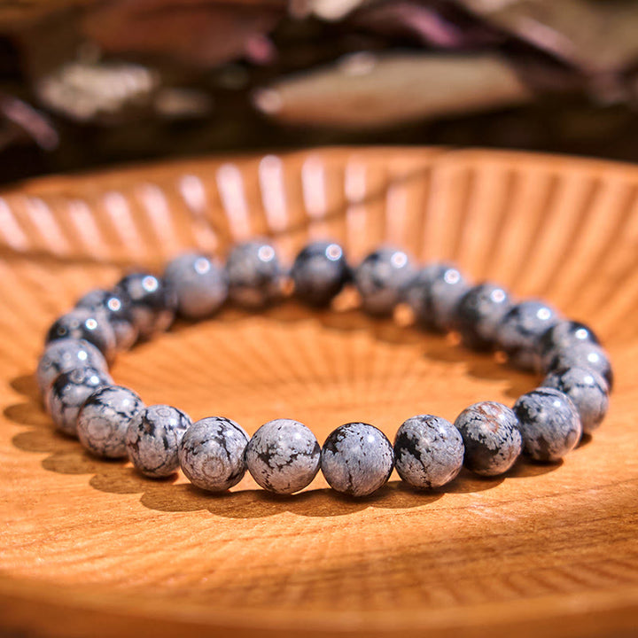 Buddha Stone Snowflake Obsidian Balance Bracelet - Snowflake Obsidian(Wrist Circumference: 14-16cm) - image 0