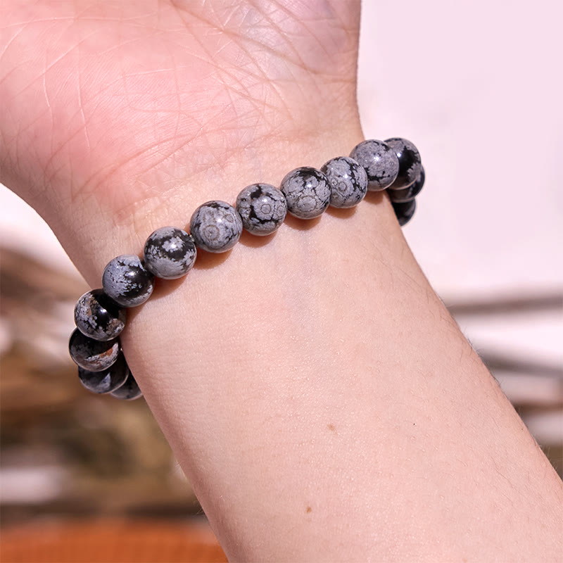 Buddha Stone Snowflake Obsidian Balance Bracelet - image 1