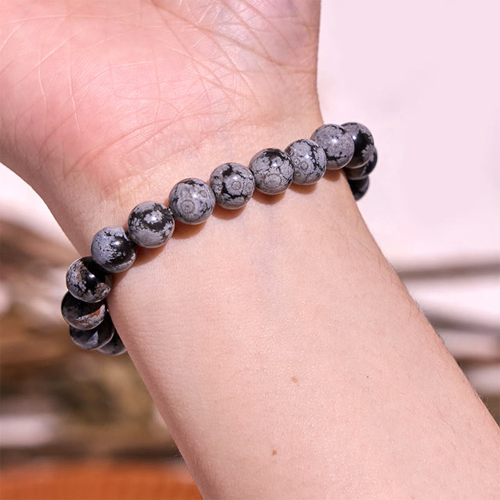 Buddha Stone Snowflake Obsidian Balance Bracelet - image 1