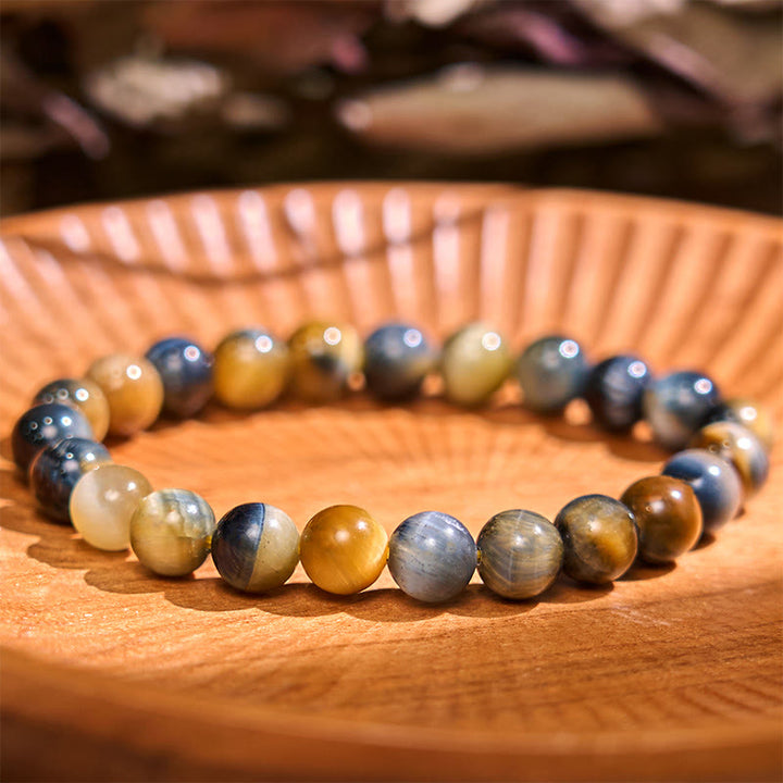 Buddha Stones Yellow Blue Tiger Eye Courage Bracelet - Yellow-Blue Tiger Eye Stone(Wrist Circumference: 14-16cm) - image 0