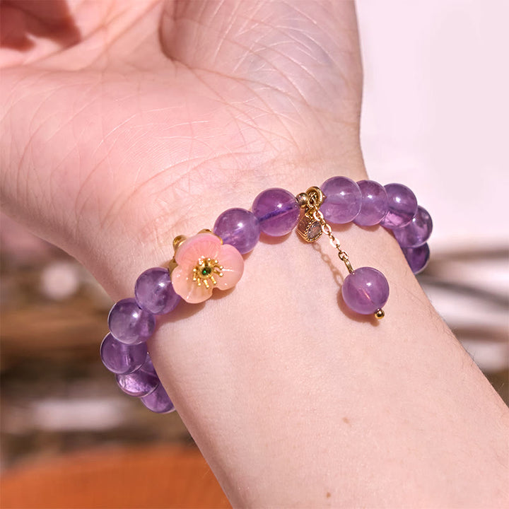 Buddha Stones Amethyst Peach Blossom Fortune Meditation Bracelet - image 2