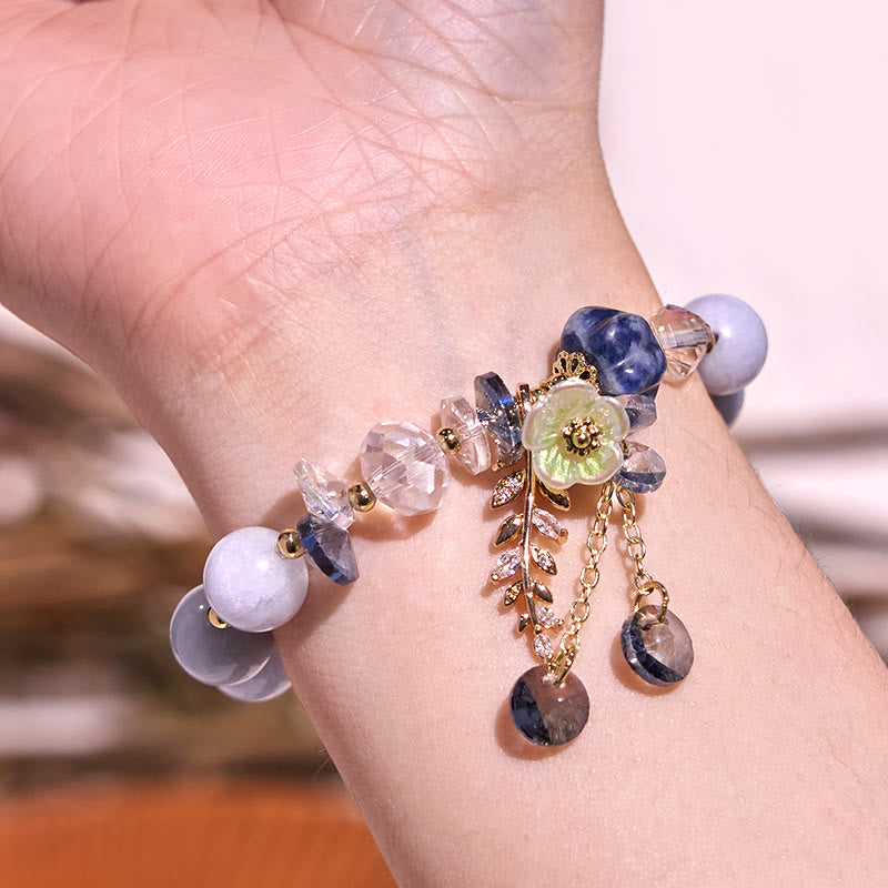 Buddha Stones Blue Crystal Amethyst Sun Stone Green Aventurine Healing Bracelet - image 9