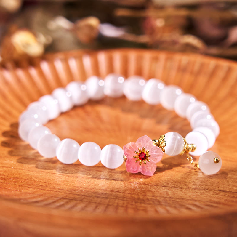 Buddha Stones Cat's Eye Chrysoberyl Flower Love Bracelet - image 1