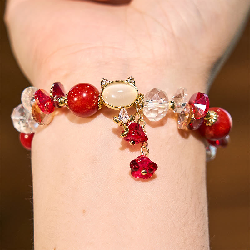 Buddha Stones Amethyst Green Crystal Red Crystal Cat Balance Bracelet - image 18