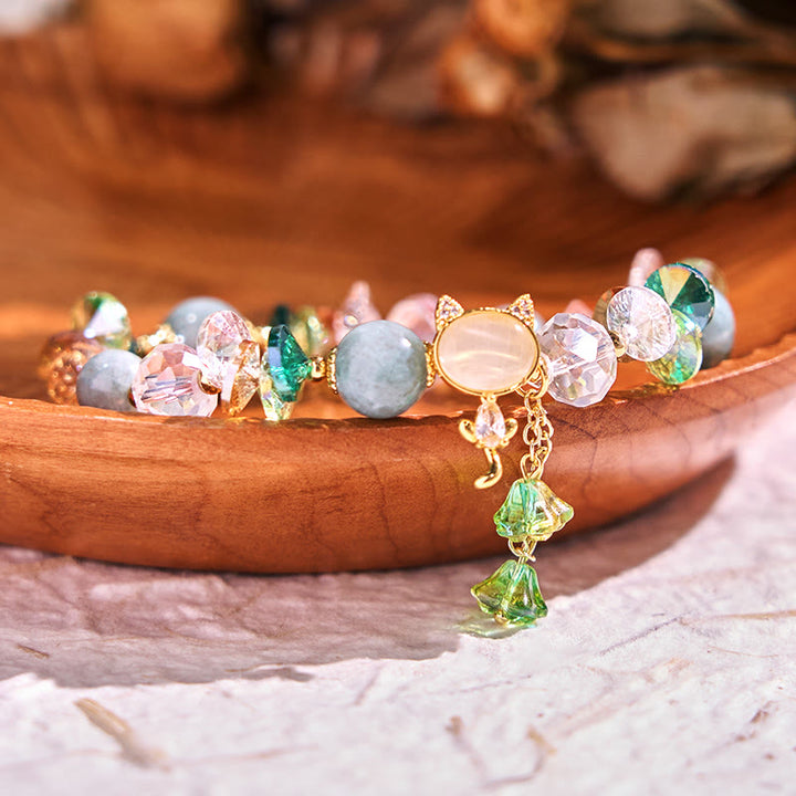 Buddha Stones Amethyst Green Crystal Red Crystal Cat Balance Bracelet - Green Crystal(Wrist Circumference: 14-16cm) - image 8