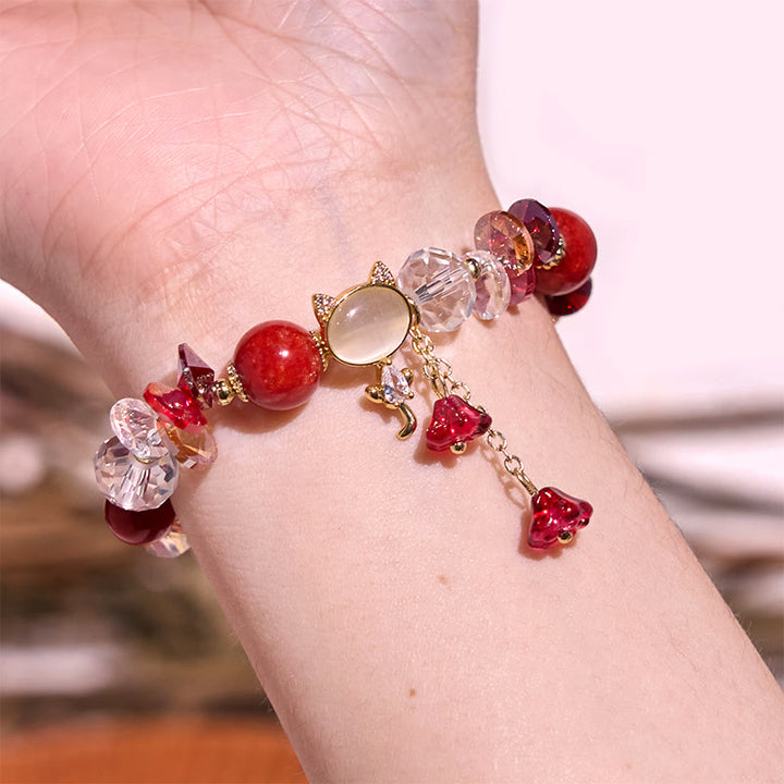 Buddha Stones Amethyst Green Crystal Red Crystal Cat Balance Bracelet - image 17