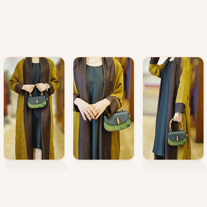 Buddha Stones Curve Bamboo Handle Xiangyunsha Silk Crossbody Bag Hangbags - image 4