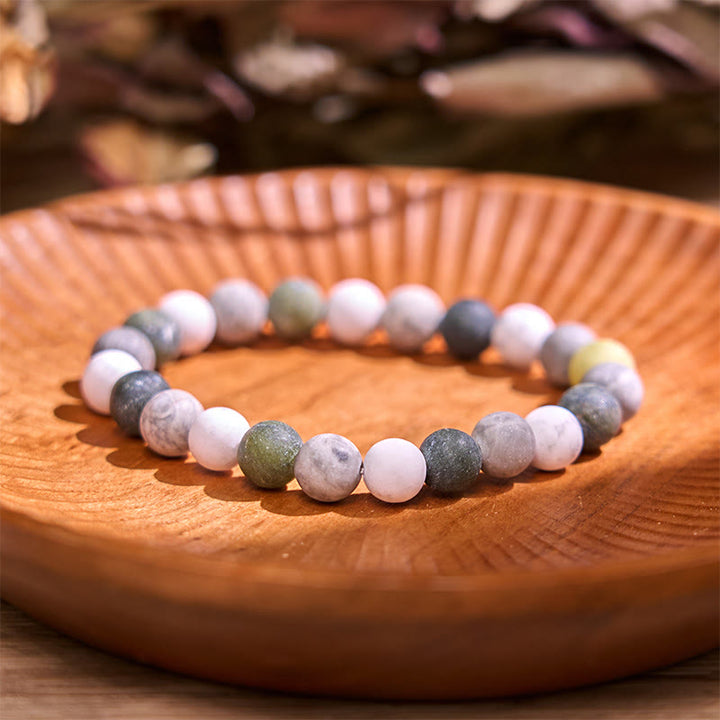 Buddha Stones White Turquoise Picasso Jasper Green Calcite Blessing Bracelet - image 2