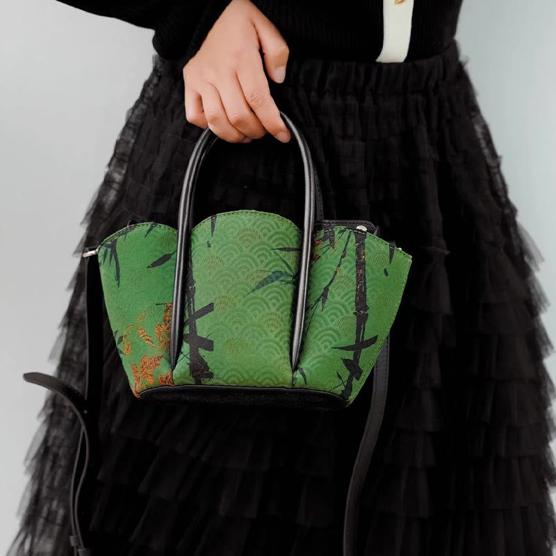 Buddha Stones Curve Bamboo Flower Shape Xiangyunsha Silk Crossbody Bag Hangbags - image 5