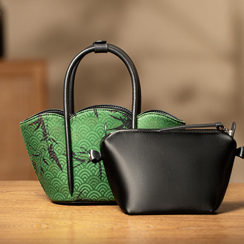 Buddha Stones Curve Bamboo Flower Shape Xiangyunsha Silk Crossbody Bag Hangbags - image 3