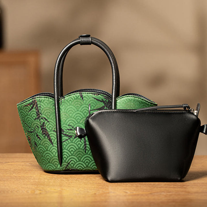 Buddha Stones Curve Bamboo Flower Shape Xiangyunsha Silk Crossbody Bag Hangbags - image 3