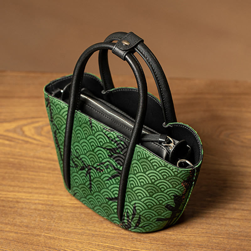 Buddha Stones Curve Bamboo Flower Shape Xiangyunsha Silk Crossbody Bag Hangbags - image 2