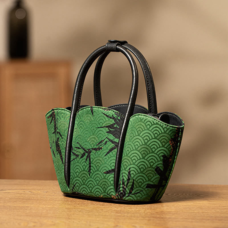 Buddha Stones Curve Bamboo Flower Shape Xiangyunsha Silk Crossbody Bag Hangbags - image 1