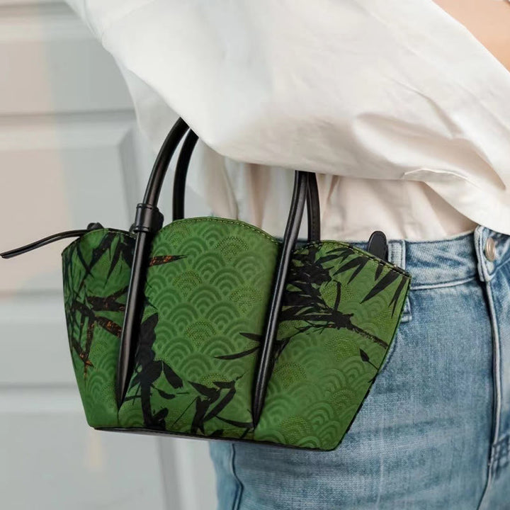 Buddha Stones Curve Bamboo Flower Shape Xiangyunsha Silk Crossbody Bag Hangbags - image 8