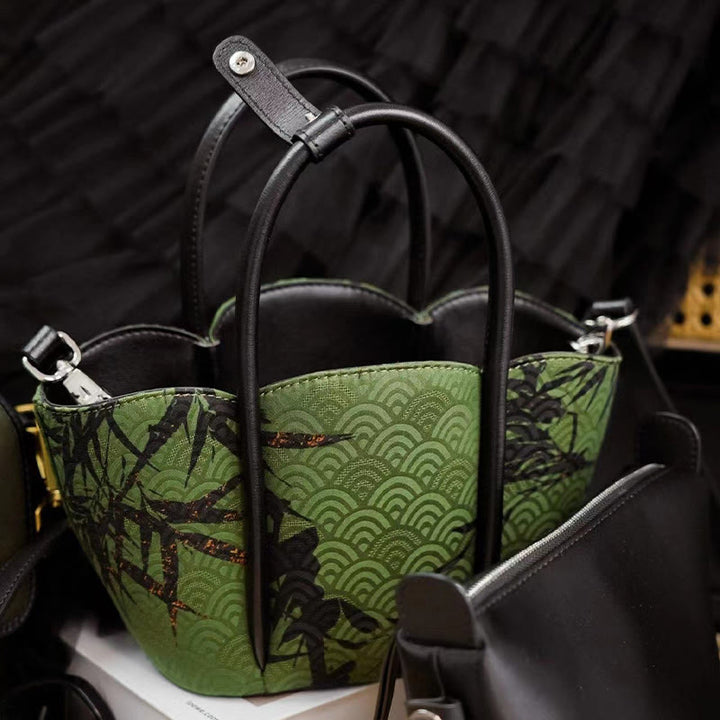 Buddha Stones Curve Bamboo Flower Shape Xiangyunsha Silk Crossbody Bag Hangbags - image 6