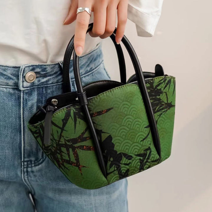 Buddha Stones Curve Bamboo Flower Shape Xiangyunsha Silk Crossbody Bag Hangbags - image 7