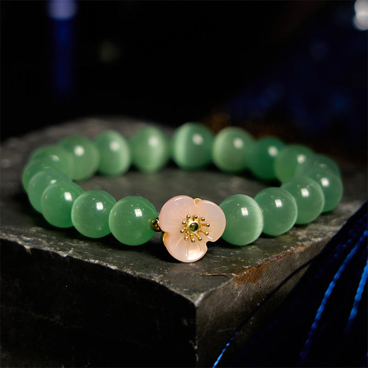 Buddha Stones Cat's Eye Chrysoberyl Flower Love Bracelet - Green Cat's Eye(Wrist Circumference: 14-17cm) - image 8