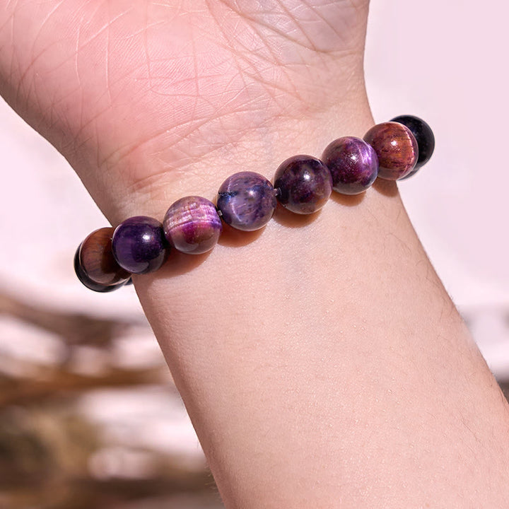 Buddha Stones Natural Purple Tiger Eye Protection Strength Bracelet - image 3