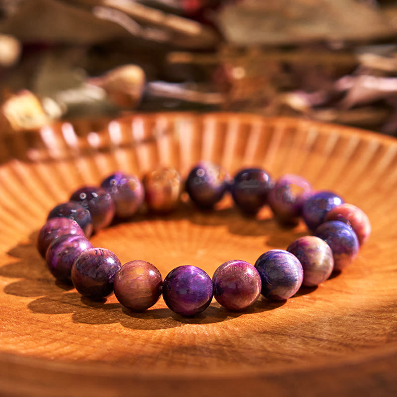 Buddha Stones Natural Purple Tiger Eye Protection Strength Bracelet - 14mm - image 0