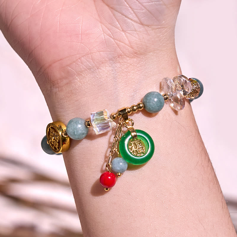 Buddha Stones Strawberry Quartz Jade Fu Character Charm Healing Bracelet - image 16
