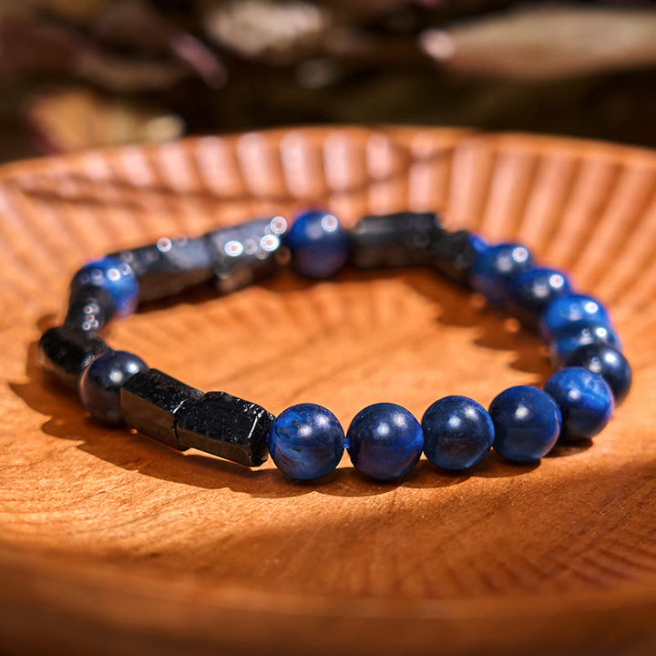 Buddha Stones Blue Tiger Eye Black Tourmaline Strength Bracelet - image 3