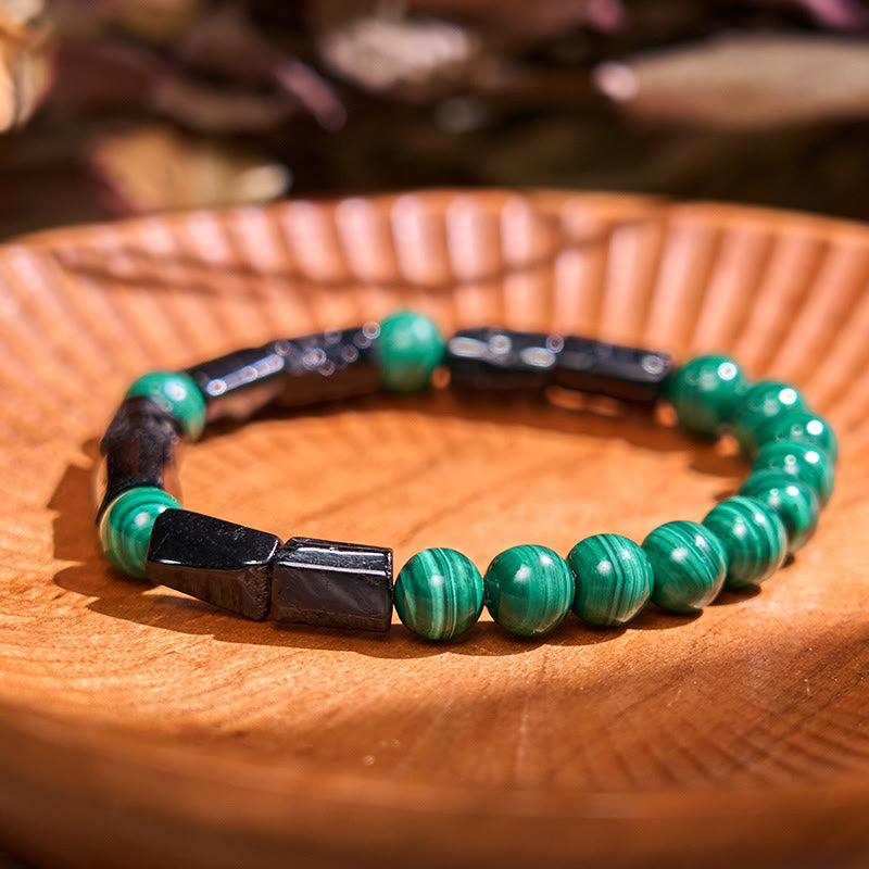 Buddha Stones Malachite Black Tourmaline Purity Bracelet - Malachite Black Tourmaline(Wrist Circumference: 14-16cm) - image 3