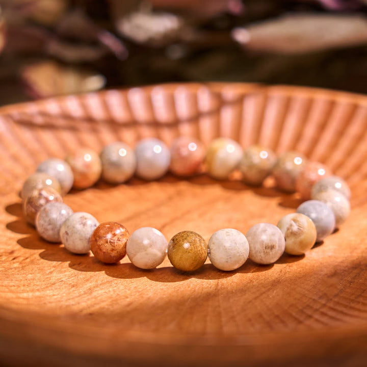Buddha Stones Fossil Coral Compassion Bracelet - Fossil Coral(Wrist Circumference: 14-16cm) - 9-10mm - image 0