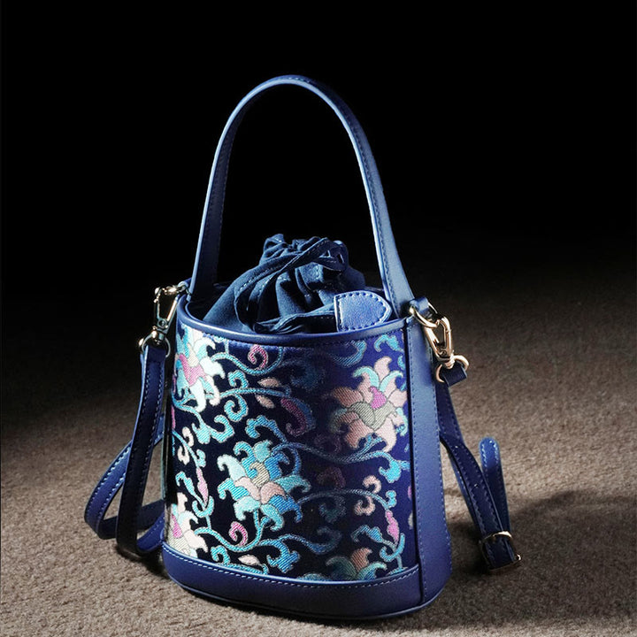 Buddha Stones Retro Lotus Entwined Branches Song Brocade Crossbody Bag Hangbags - image 1