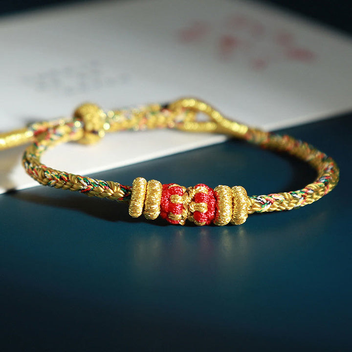 Buddha Stones Chinese Zodiac Natal Buddha Colorful Strings Luck Bracelet - Goat Monkey-Tathagata(Wrist Circumference: 15-18cm) - image 15