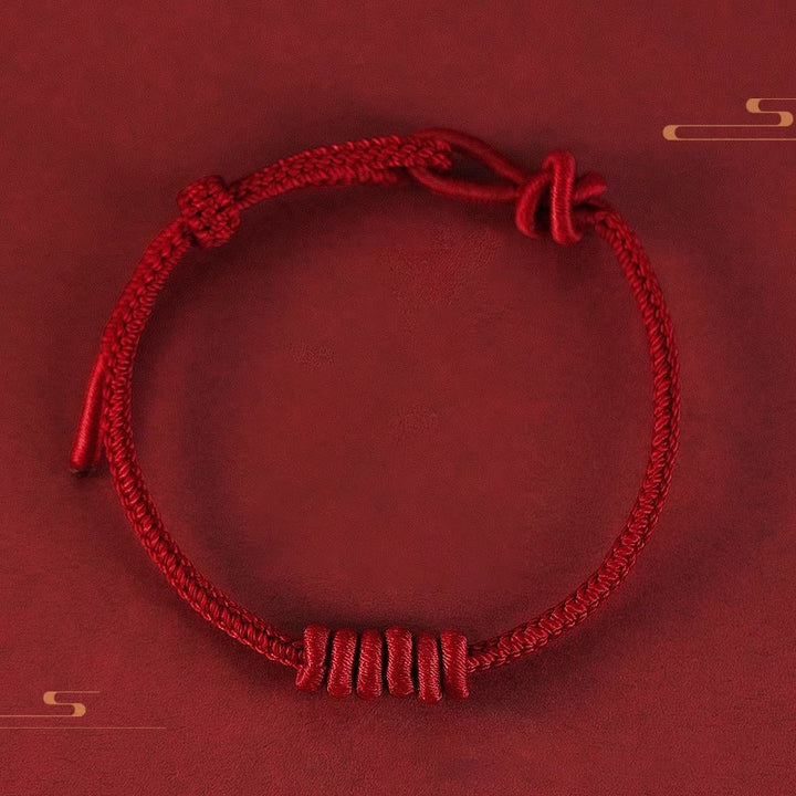 Buddha Stones Red String Eight Stranded Rope Strength Bracelet - Dark Red String(Wrist Circumference: 15-25cm) - image 0