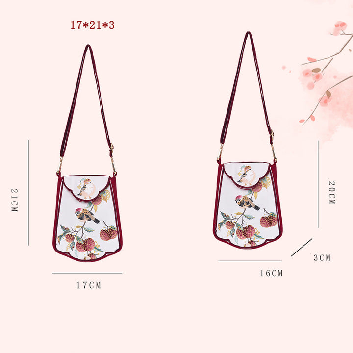 Buddha Stones Magpie Lychee Embroidery Tassel Shoulder Bag Crossbody Bag - image 4