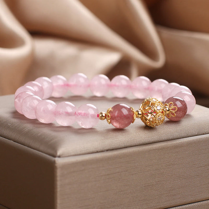 Buddha Stones Pink Crystal Strawberry Quartz Love Bracelet - image 3