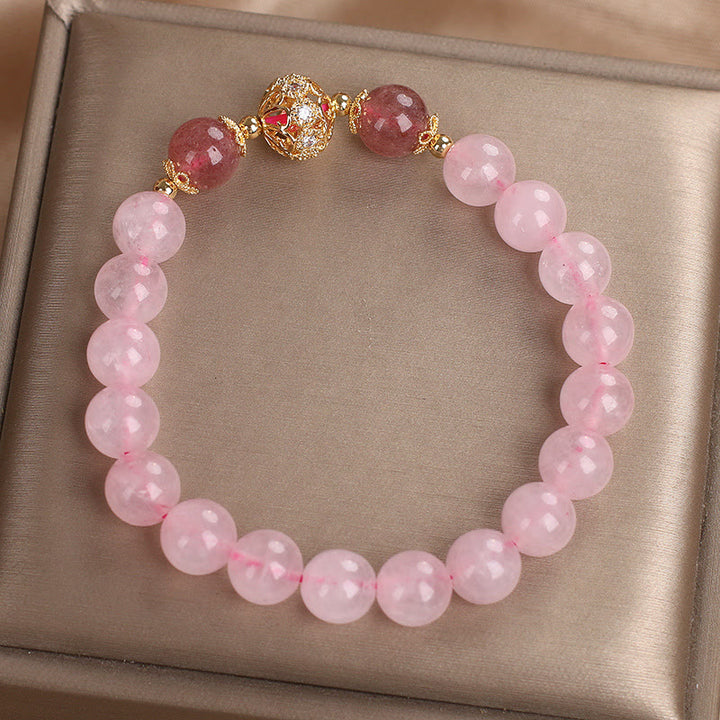Buddha Stones Pink Crystal Strawberry Quartz Love Bracelet - image 8