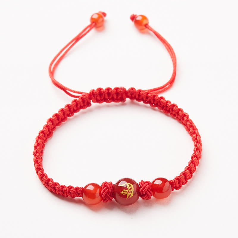Buddha Stones Natural Red Agate Chinese Zodiac Red String Braided Protection Luck Bracelet - Red Agate Chinese Zodiac-Tiger - image 12