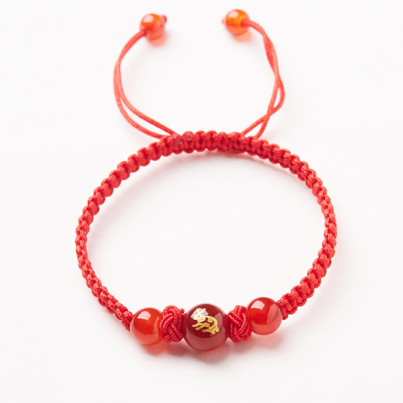 Buddha Stones Natural Red Agate Chinese Zodiac Red String Braided Protection Luck Bracelet - Red Agate Chinese Zodiac-Rabbit - image 13