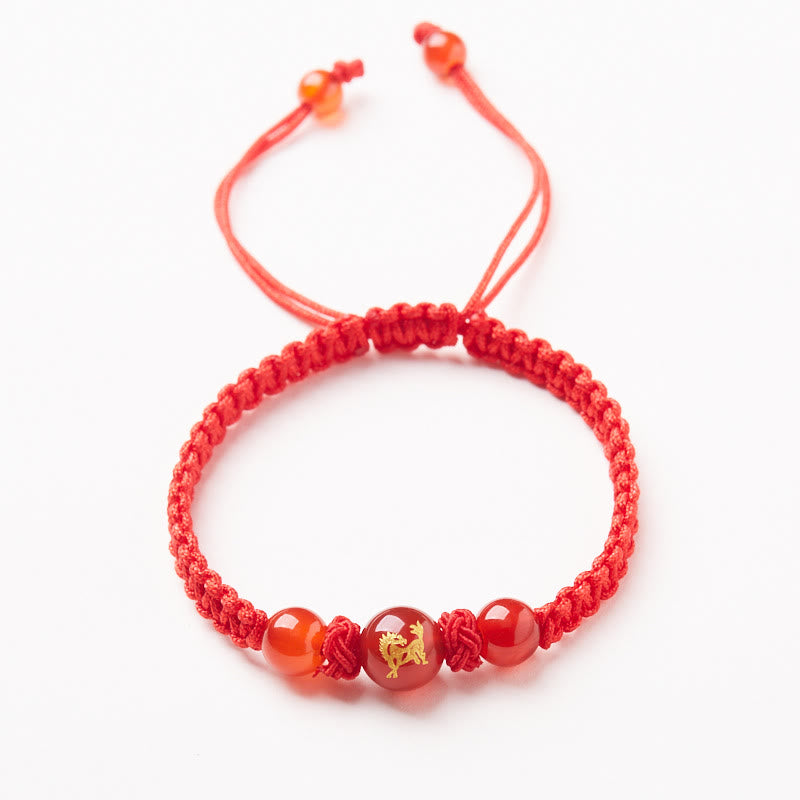 Buddha Stones Natural Red Agate Chinese Zodiac Red String Braided Protection Luck Bracelet - Red Agate Chinese Zodiac-Horse - image 15