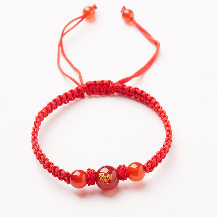 Buddha Stones Natural Red Agate Chinese Zodiac Red String Braided Protection Luck Bracelet - Red Agate Chinese Zodiac-Rooster - image 18