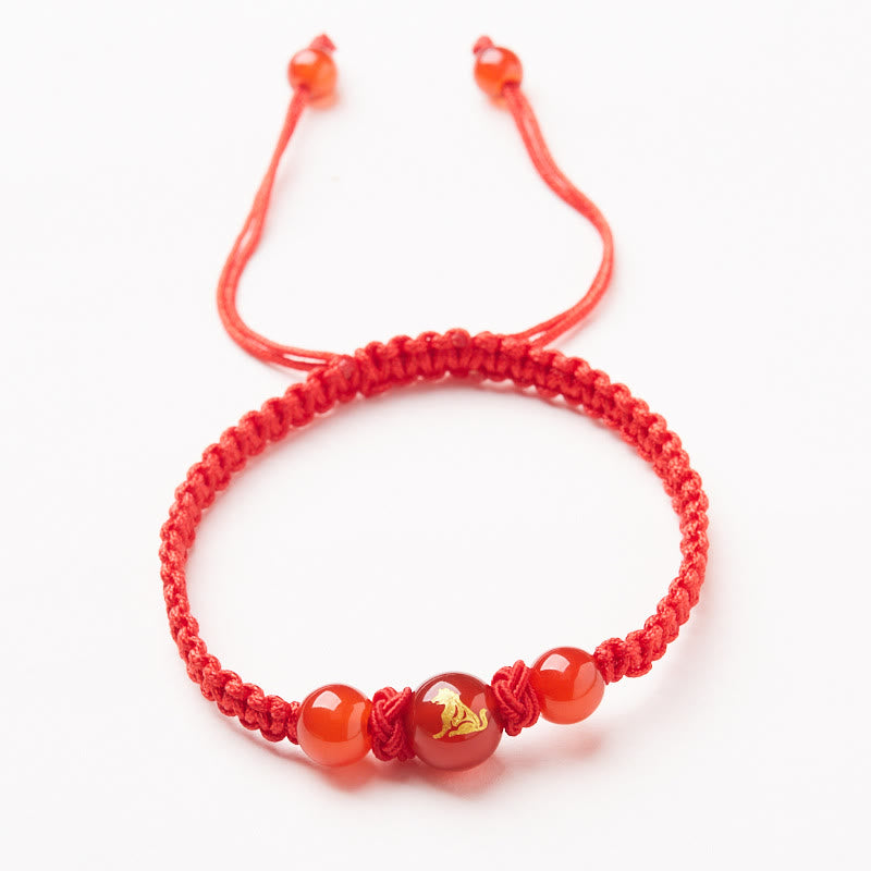 Buddha Stones Natural Red Agate Chinese Zodiac Red String Braided Protection Luck Bracelet - Red Agate Chinese Zodiac-Dog - image 19