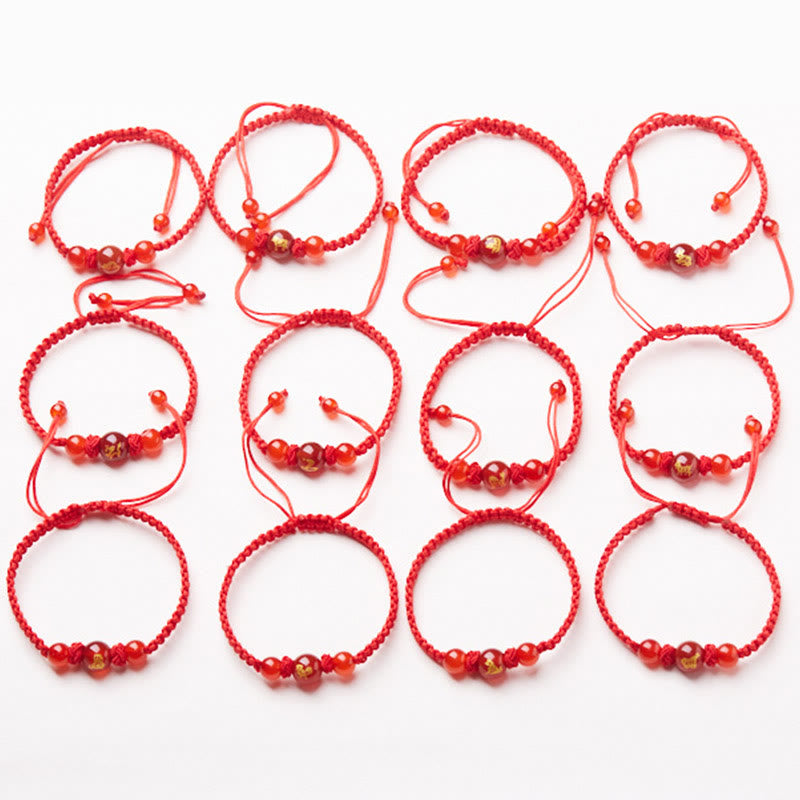 Buddha Stones Natural Red Agate Chinese Zodiac Red String Braided Protection Luck Bracelet - image 21