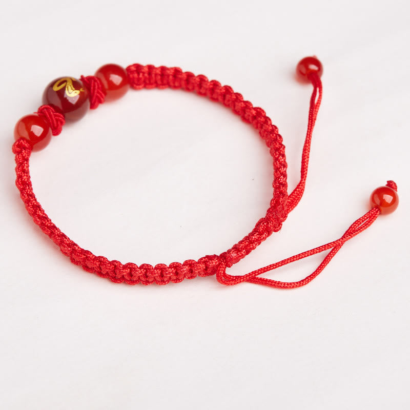 Buddha Stones Natural Red Agate Chinese Zodiac Red String Braided Protection Luck Bracelet - image 3