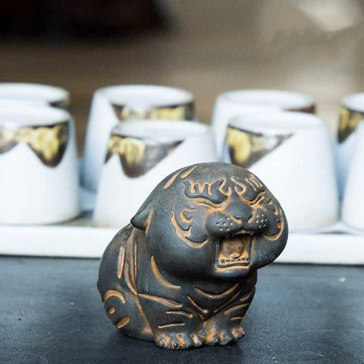 Buddha Stones Mini Cute Tiger Iron Powder Rust Cast Resin Statue Home Decoration - image 14