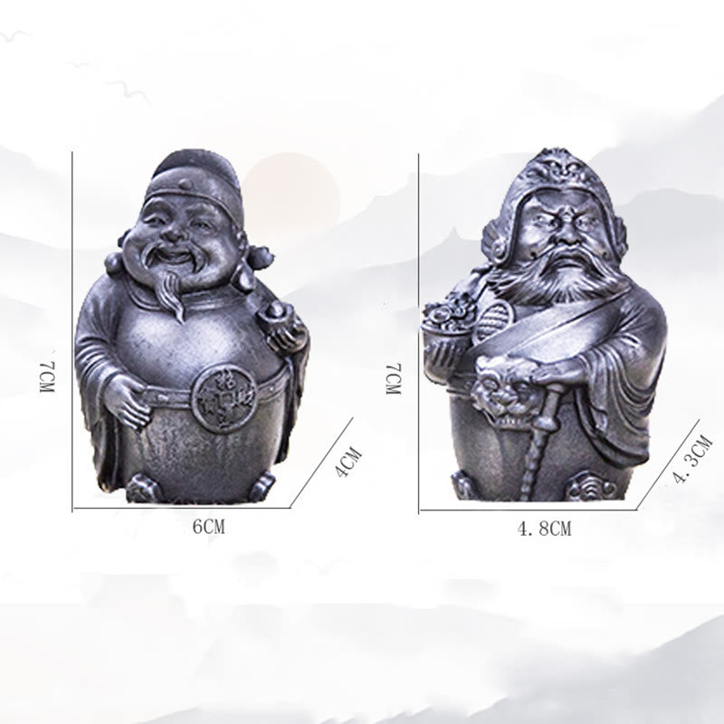 Buddha Stones Handmade Literary Military God of Wealth Iron Powder Rust Cast Resin Statue Home Decoration - image 26