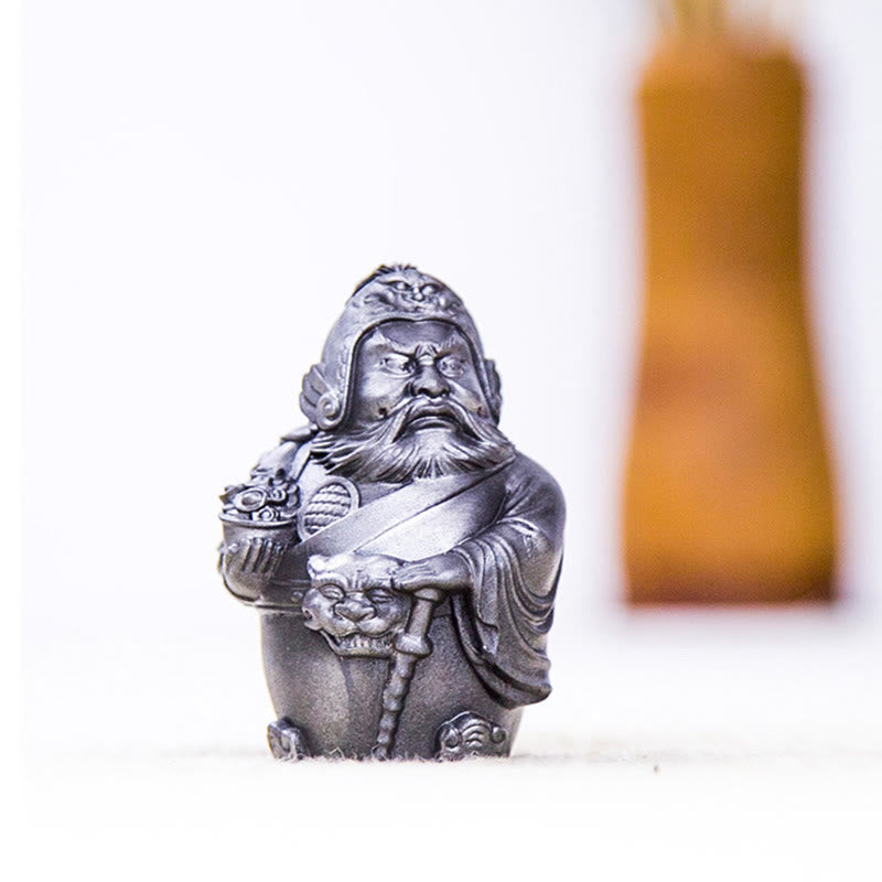 Buddha Stones Handmade Literary Military God of Wealth Iron Powder Rust Cast Resin Statue Home Decoration - image 16