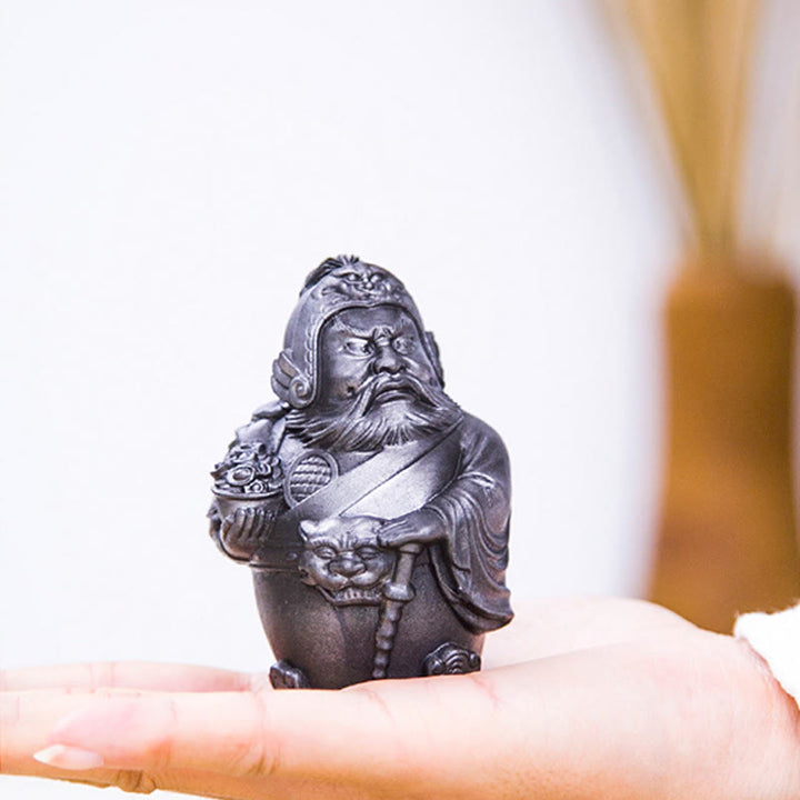 Buddha Stones Handmade Literary Military God of Wealth Iron Powder Rust Cast Resin Statue Home Decoration - image 15
