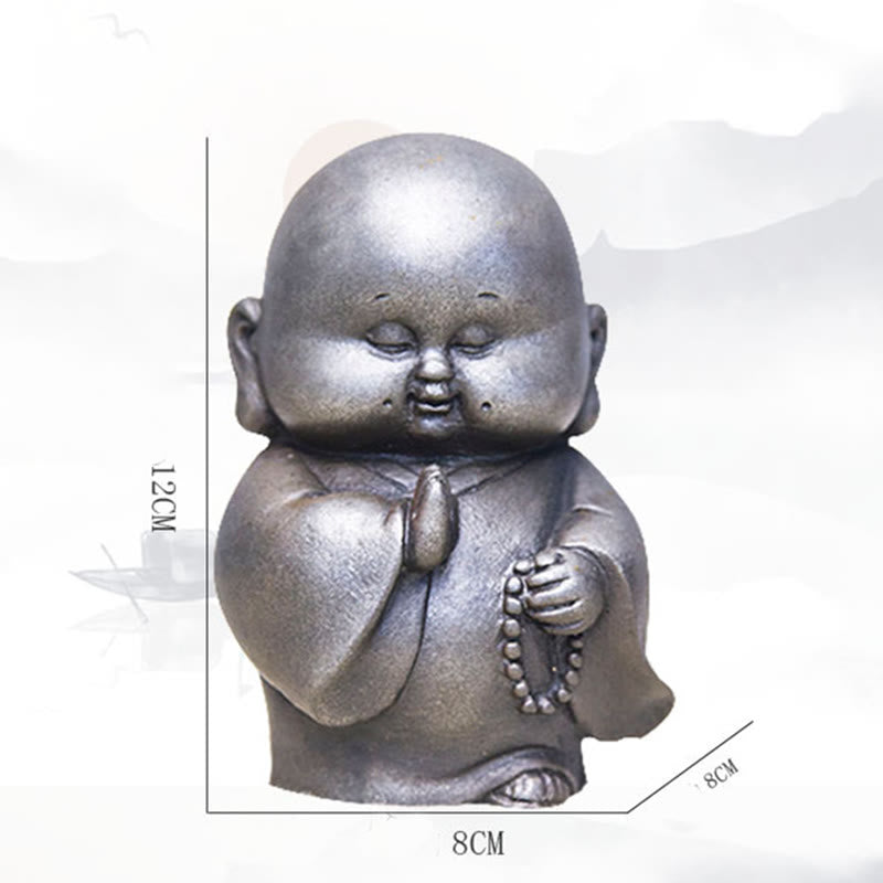 Buddha Stones Handmade Little Monk Iron Powder Rust Cast Resin Statue Home Decoration - image 26